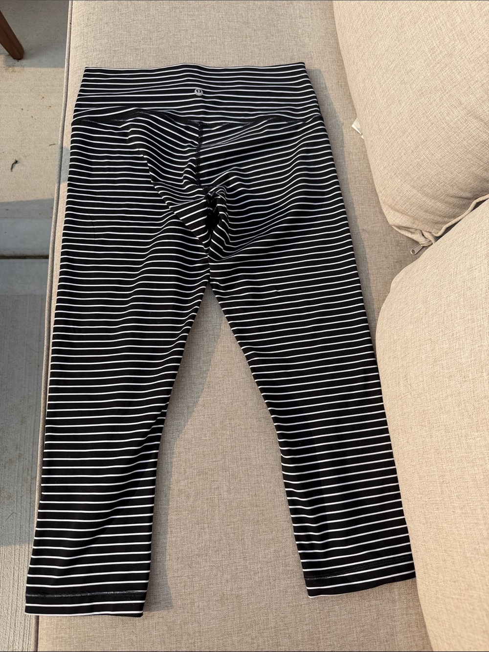 lululemon athletica Black & White Striped capri Leggings